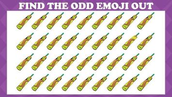 Find The Odd Emoji Out 1, Visual Logic Puzzle Game. Activity Game For Children. Vector Illustration.