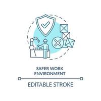 Safer work environment turquoise concept icon. Advantage of one-piece flow abstract idea thin line illustration. Isolated outline drawing. Editable stroke. vector