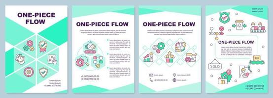 One piece flow brochure template. Lean manufacturing. Leaflet design with linear icons. 4 vector layouts for presentation, annual reports.