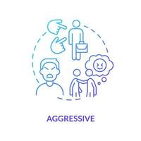 Aggressive blue gradient concept icon. Basic communication style abstract idea thin line illustration. Ignore others rights. Harsh tone. Isolated outline drawing. vector