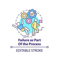 Failure as part of process concept icon. Cultural aspect in innovation abstract idea thin line illustration. Enthusiasm. Isolated outline drawing. Editable stroke. vector