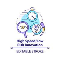 High speed and low risk innovation concept icon. Future innovation concept abstract idea thin line illustration. Isolated outline drawing. Editable stroke. vector