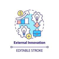 External innovation concept icon. Source for idea generation abstract idea thin line illustration. Partnerships, contracts. Isolated outline drawing. Editable stroke. vector