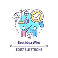 Best idea wins concept icon. Cultural aspect in innovation abstract idea thin line illustration. Making better decisions. Isolated outline drawing. Editable stroke. vector