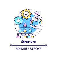 icono del concepto de estructura. gestión de la innovación columna vertebral idea abstracta ilustración de línea delgada. cambios en la organización. dibujo de contorno aislado. trazo editable. vector