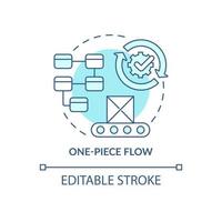 One piece flow turquoise concept icon. Continuous production. Lean manufacturing abstract idea thin line illustration. Isolated outline drawing. Editable stroke. vector