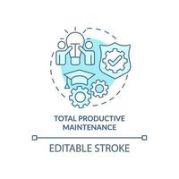 Total productive maintenance turquoise concept icon. Lean manufacturing principle abstract idea thin line illustration. Isolated outline drawing. Editable stroke. vector