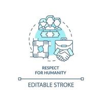 Respect for humanity turquoise concept icon. Respecting people. Lean manufacturing abstract idea thin line illustration. Isolated outline drawing. Editable stroke. vector