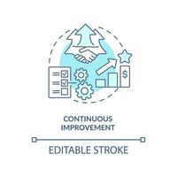 Continuous improvement turquoise concept icon. Lean manufacturing principle abstract idea thin line illustration. Isolated outline drawing. Editable stroke. vector