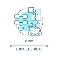 Flow turquoise concept icon. Production chain. Lean manufacturing key principle abstract idea thin line illustration. Isolated outline drawing. Editable stroke. vector