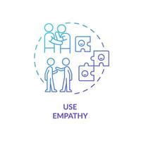 Use empathy blue gradient concept icon. Developing emotional awareness abstract idea thin line illustration. Empathetic listener. Share feelings. Isolated outline drawing. vector