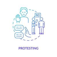 Protesting blue gradient concept icon. Functional communication abstract idea thin line illustration. Expressing objection. Opposition. Isolated outline drawing. vector