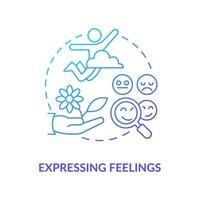 Expressing feelings blue gradient concept icon. Functional communication abstract idea thin line illustration. Share emotional attitude. Isolated outline drawing. vector