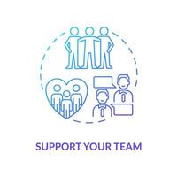 Support team blue gradient concept icon. Communication management abstract idea thin line illustration. High workplace morale. Employee engagement. Isolated outline drawing. vector