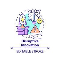 Disruptive innovation concept icon. Form of innovation in business abstract idea thin line illustration. Create new market. Isolated outline drawing. Editable stroke. vector