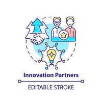 Innovation partners concept icon. Source for idea generation abstract idea thin line illustration. Corporate partnerships. Isolated outline drawing. Editable stroke. vector