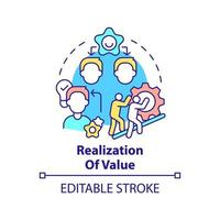 Realization of value concept icon. Innovation management principle abstract idea thin line illustration. Profitability. Isolated outline drawing. Editable stroke. vector