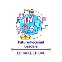 Future-focused leaders concept icon. Principle for managing innovation abstract idea thin line illustration. Leadership. Isolated outline drawing. Editable stroke. vector