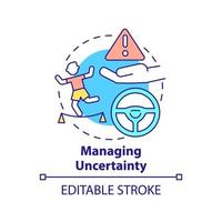 Managing uncertainty concept icon. Innovation management principle abstract idea thin line illustration. Flexibility. Isolated outline drawing. Editable stroke. vector