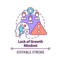 Lack of growth mindset concept icon. Challenge in innovation management abstract idea thin line illustration. Isolated outline drawing. Editable stroke. vector