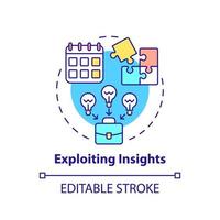 Exploiting insights concept icon. Innovation management abstract idea thin line illustration. Build insightful knowledge. Isolated outline drawing. Editable stroke. vector