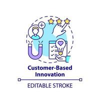 Customer-based innovation concept icon. Future of innovation management aspect abstract idea thin line illustration. Isolated outline drawing. Editable stroke. vector