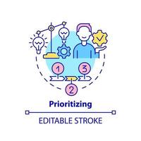 Prioritizing concept icon. Innovation management step abstract idea thin line illustration. Categorizing idea potentials. Isolated outline drawing. Editable stroke. vector