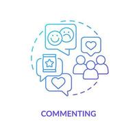 Commenting blue gradient concept icon. Communication function abstract idea thin line illustration. Expressing opinions. Making remarks. Isolated outline drawing. vector