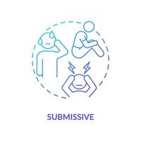 Submissive blue gradient concept icon. Communication style abstract idea thin line illustration. Pleasing other people. Avoid conflicts. Isolated outline drawing. vector