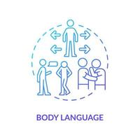 Body language blue gradient concept icon. Non-verbal communication type abstract idea thin line illustration. Body movement and posture. Isolated outline drawing. vector