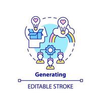 Generating concept icon. Innovation management step abstract idea thin line illustration. Brainstorming. Problem solving. Isolated outline drawing. Editable stroke. vector