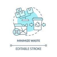 Minimize waste turquoise concept icon. Eliminate loss. Purpose of lean manufacturing abstract idea thin line illustration. Isolated outline drawing. Editable stroke. vector