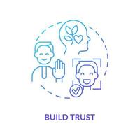 Build trust blue gradient concept icon. Developing emotional awareness abstract idea thin line illustration. Showing empathy and respect. Isolated outline drawing. vector