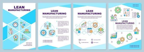 Lean manufacturing brochure template. Continuous production. Leaflet design with linear icons. 4 vector layouts for presentation, annual reports.