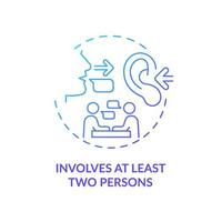 Involves at least two persons blue gradient concept icon. Communication feature abstract idea thin line illustration. Exchanging ideas. Isolated outline drawing. vector