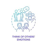 Think of others emotions blue gradient concept icon. Improving emotional awareness abstract idea thin line illustration. Understanding. Isolated outline drawing. vector