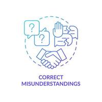 Correct misunderstandings blue gradient concept icon. Increasing emotional intelligence abstract idea thin line illustration. Resolving conflicts. Isolated outline drawing. vector