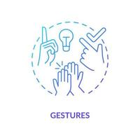 Gestures blue gradient concept icon. Nonverbal communication example abstract idea thin line illustration. Emphasizing aspects of speech. Isolated outline drawing. vector