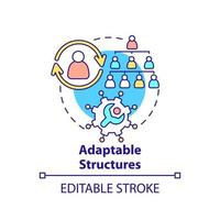 icono de concepto de estructuras adaptables. principio para gestionar la innovación idea abstracta ilustración de línea delgada. modelo adaptativo. dibujo de contorno aislado. trazo editable. vector