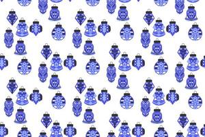 Christmas New Year pattern with tree toys balls in hand drawn. Seamless for textiles, packaging, backgrounds, postcards. vector