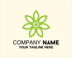 simple flower logo in green color vector