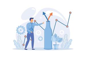 Successful testing. Man with clipboard showing thumb up. Quality assurance, business strategy approval, bottleneck analysis. Analyst cartoon character. Vector illustration