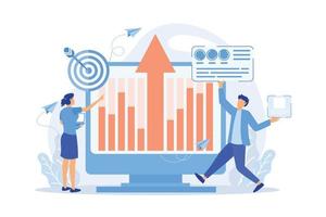Business intelligence experts transform data into useful information. Business intelligence, business analysis, IT management tools concept. vector illustration
