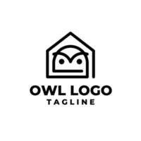 Simple and clean owl cartoon character, flat and outlines premium logo vector