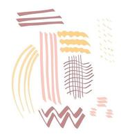 Hand-drawn trendy abstract lines. Pleasant pastel shades of decorative elements. vector