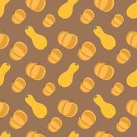 Pattern of yellow pumpkins on a brown background. For fabrics and wrapping paper. Vector. vector