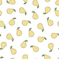 Seamless pattern with pears on a white background. A pattern with tropical fruits. Doodles vector