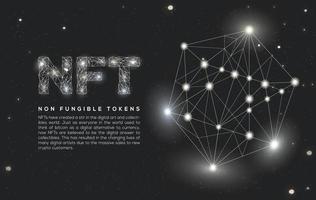 Black and white light sparkle NFT wallpaper. Non-fungible token in rgb light effect. Digital cryptocurrency background concept. vector