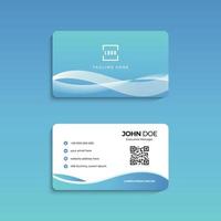 blue business card with abstract wavy background vector