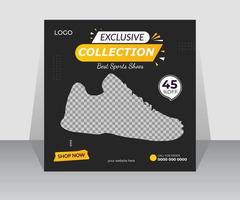 Exclusive shoes collection sale social media promotion banner template vector